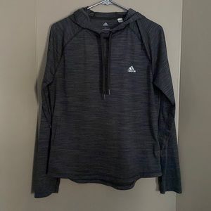 Adidas ladies Climalite lightweight hoodie with thumb holes in the sleeves